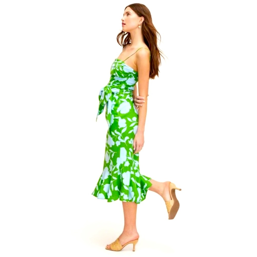2 Piece Set Kate Spade green floral dress Kelly green & pale blue EUC size Small